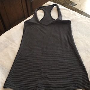 Lululemon Black & grey horizontal stripe tank